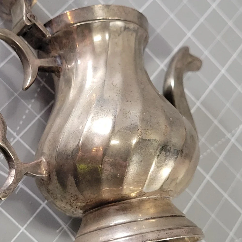Mini Silver Brass Metal Teapot Coffee Pot Hinged Lid Victorian Style India Decor